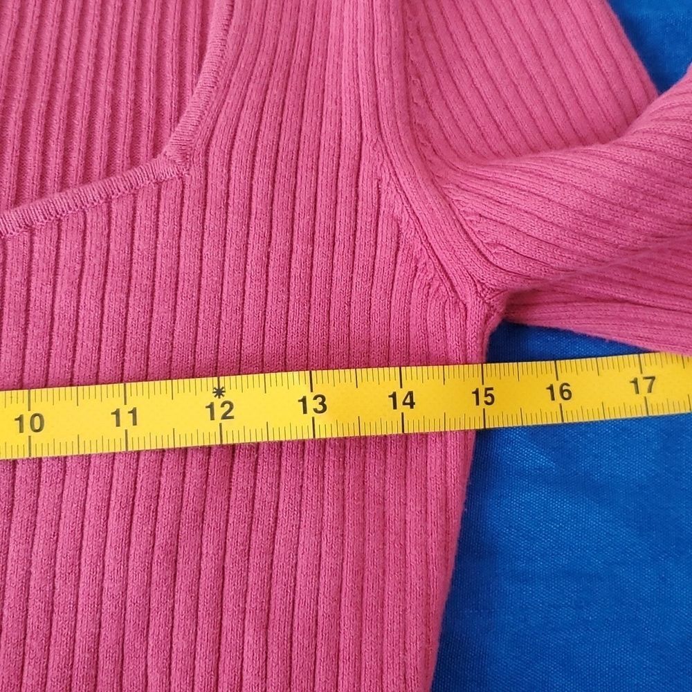 Open Edit Ribbed Knit Long Sleeve Sweater Size Medium Pink Scoop Neck Top** - Picture 5 of 6